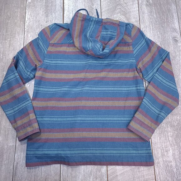 Toad & Co Hoodie Mens Medium Blue Barrel House Pullover Button Up Jacket - Picture 3 of 8